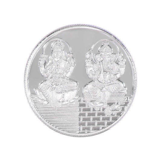 SJ Shubham Jewellers Rehti Dhanteras Diwali 999 Silver Coins, 05 gm Laxmi Ganesh Sikka with Box
