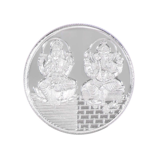 SJ Shubham Jewellers Rehti Dhanteras Diwali 999 Silver Coins, 20 gm Laxmi Ganesh Sikka with Box