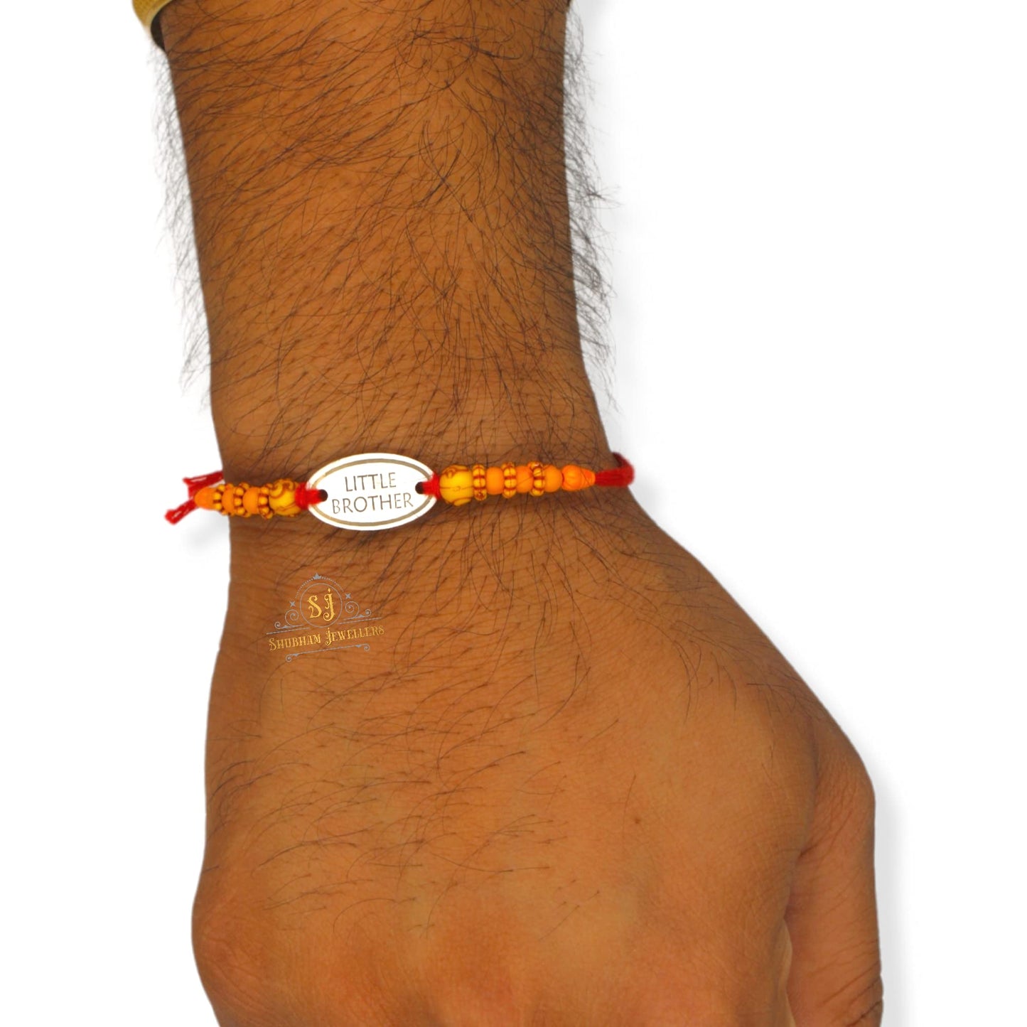 SJ SHUBHAM JEWELLERS™ Pure 999 Sterling Silver Rakhi With Cotton Kalawa thread For Men, Women, Boys and Girls special Rakhi Roli Chawal Included(P) - JewelYaari By Shubham Jewellers