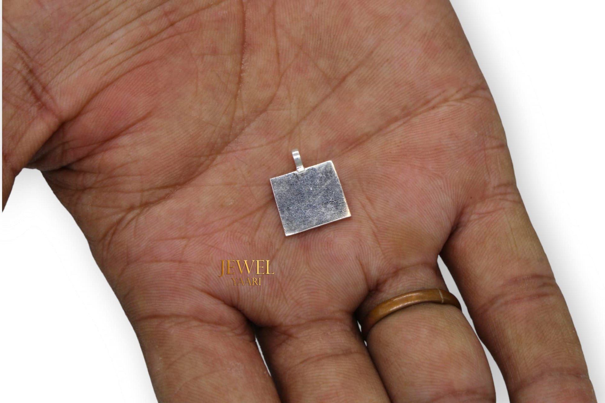 SJ SHUBHAM JEWELLERS™ 925 Pure Solid Silver Square Piece (Chokor) Pendant/Chokor for Astrology - JewelYaari By Shubham Jewellers