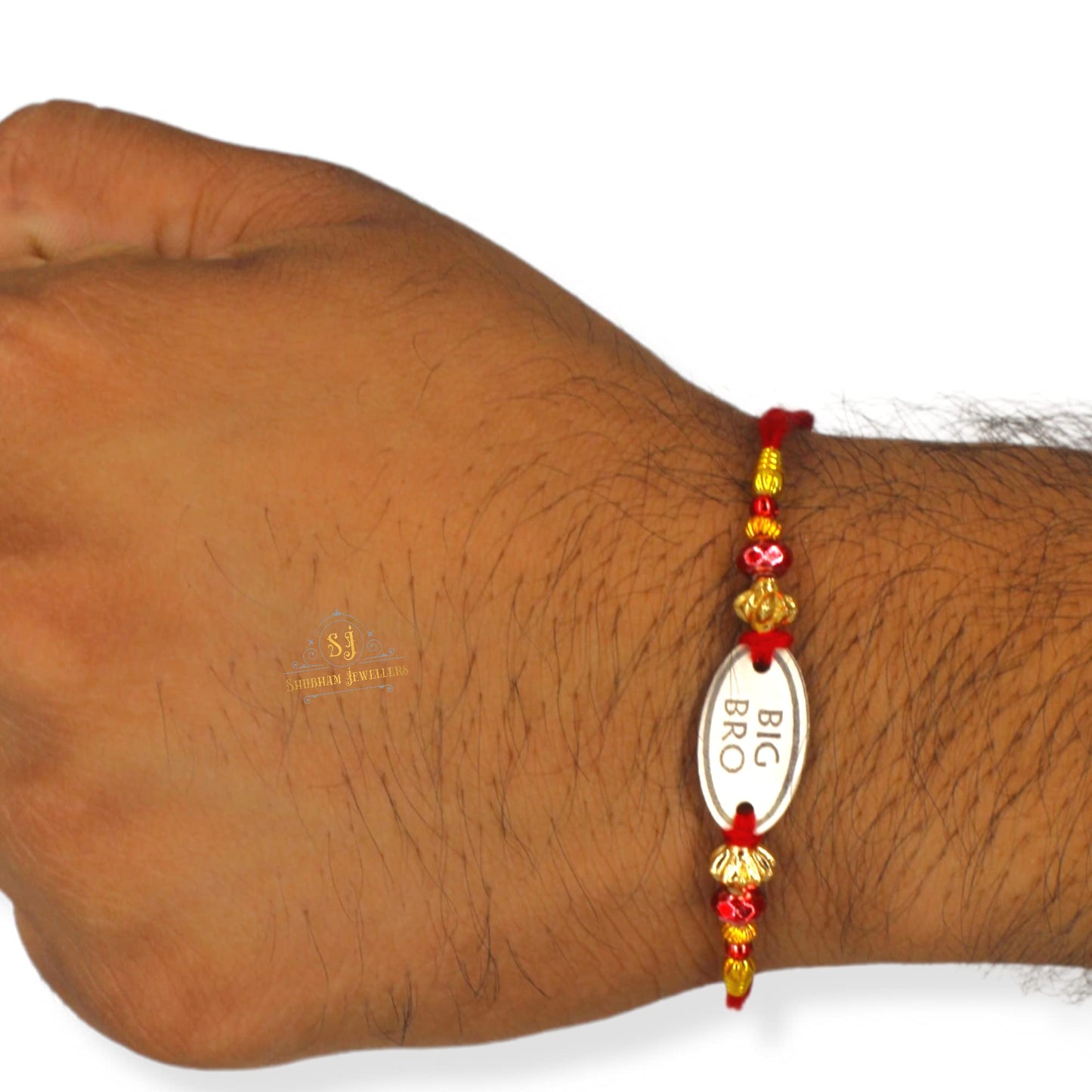 SJ SHUBHAM JEWELLERS™ Pure 999 Sterling Silver Rakhi With Cotton Kalawa thread For Men, Women, Boys and Girls special Rakhi Roli Chawal Included(P) - JewelYaari By Shubham Jewellers