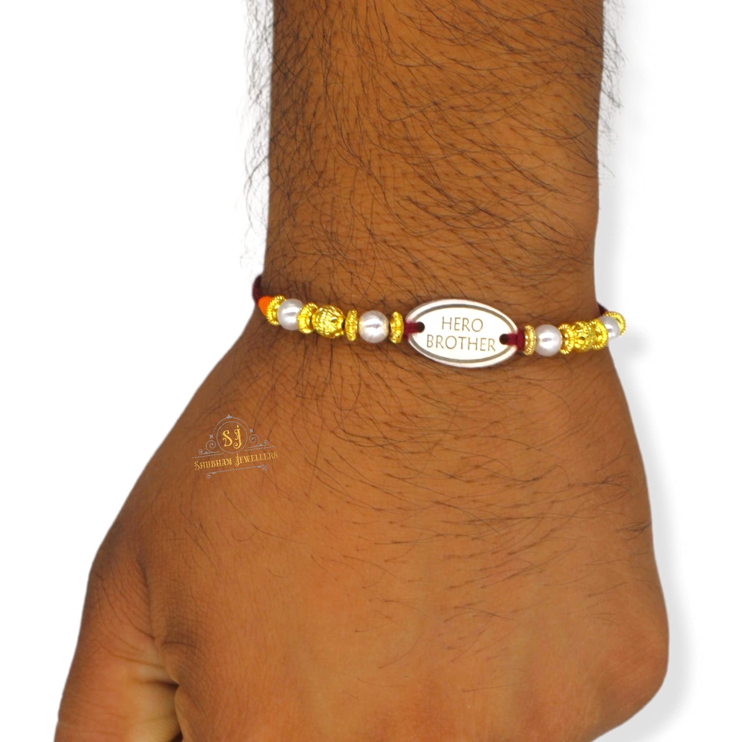 SJ SHUBHAM JEWELLERS™ Pure 999 Sterling Silver Rakhi With Cotton Kalawa thread For Men, Women, Boys and Girls special Rakhi Roli Chawal Included(P) - JewelYaari By Shubham Jewellers