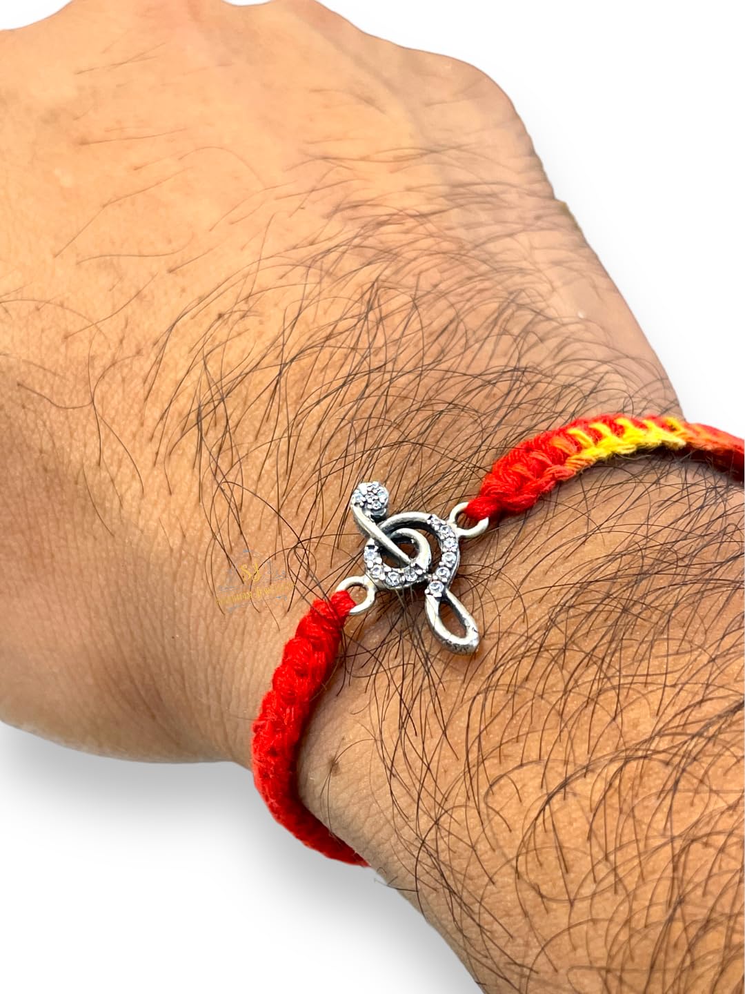 SJ SHUBHAM JEWELLERS™ 925 Sterling Silver Rakhi for brother Rakhi Bracelet Raksha Bandhan Pure Cotton For Men, Boys, Kids Rakhi With Roli Chawal - JewelYaari By Shubham Jewellers