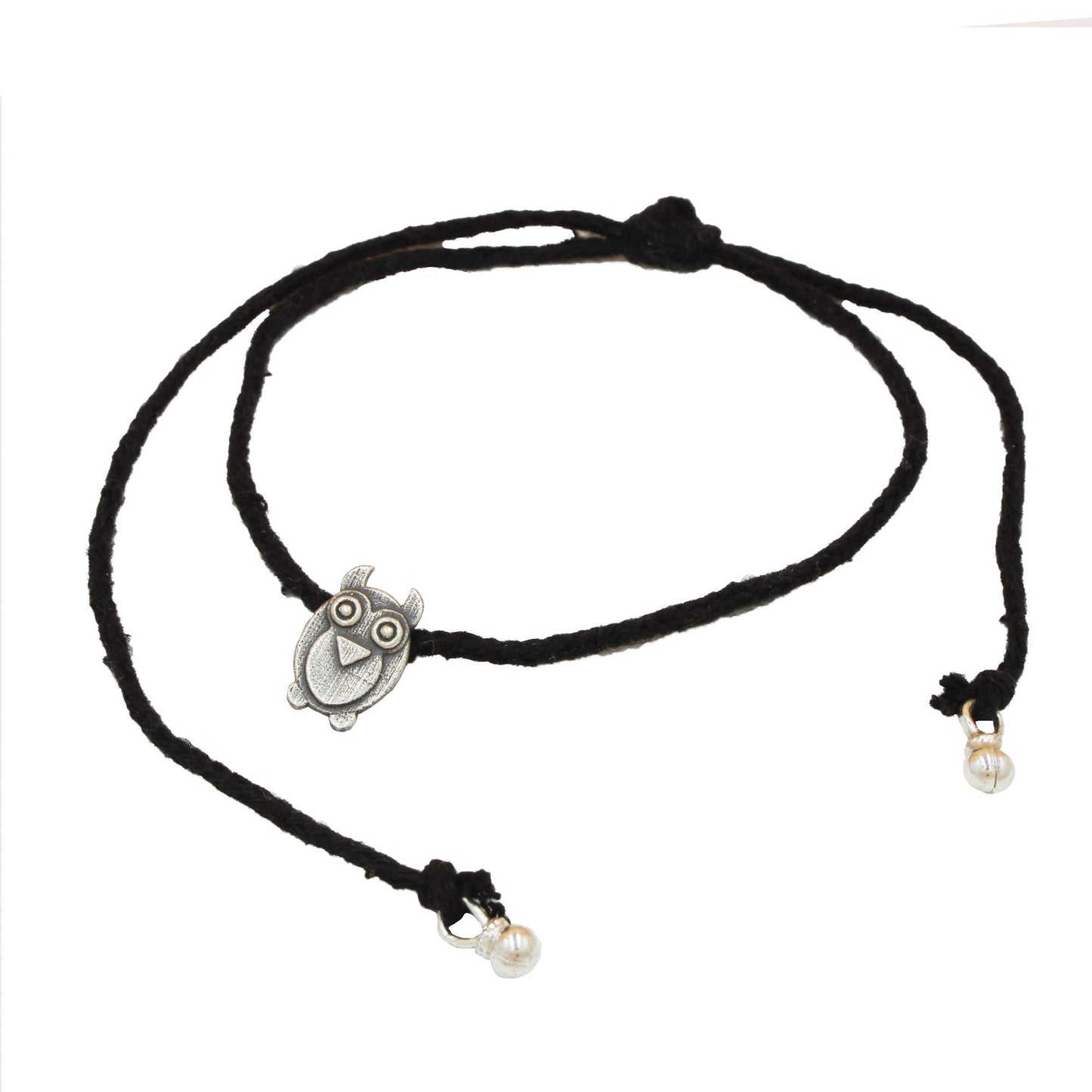 Shubham Jewellers Rehti 925 New Oxidised Silver Black Thread Footstep, Owl, Dog Nazarbattu/Nazaiya Anklet/Bracelet for Girls, Women and Children with Silver Ghunghroo - JewelYaari By Shubham Jewellers