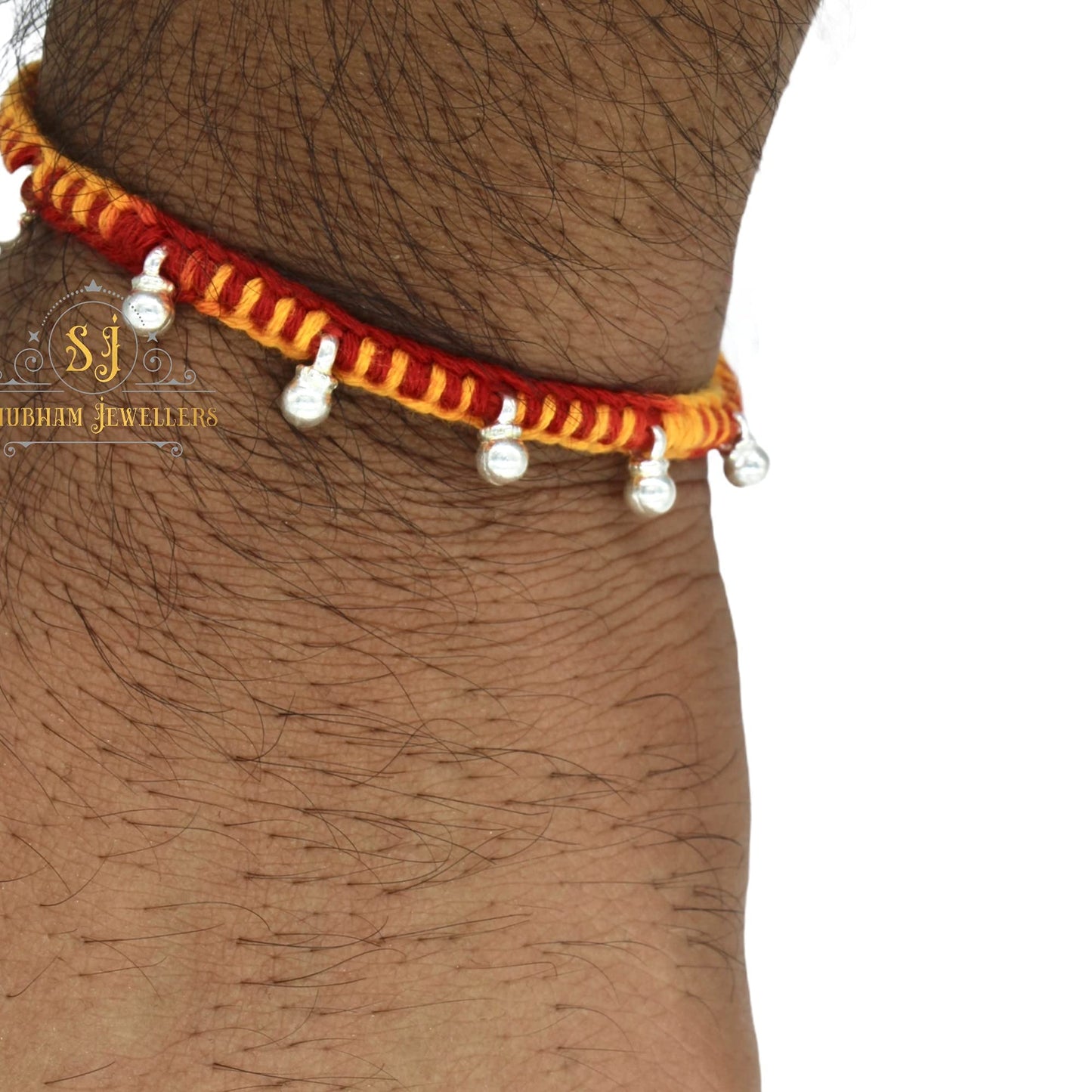 NUZZRII Pure 925 Sterling Silver Rakhi for brother Charm Bracelet Raksha Bandhan With Pure Cotton Thread For Men, Boys, Kids Rakhis By Shubham Jewellers Ghunghru