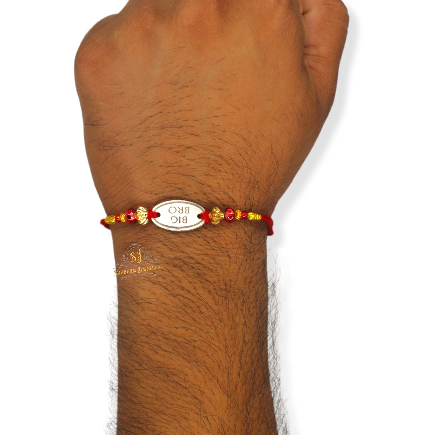 SJ SHUBHAM JEWELLERS™ Pure 999 Sterling Silver Rakhi With Cotton Kalawa thread For Men, Women, Boys and Girls special Rakhi Roli Chawal Included(P) - JewelYaari By Shubham Jewellers