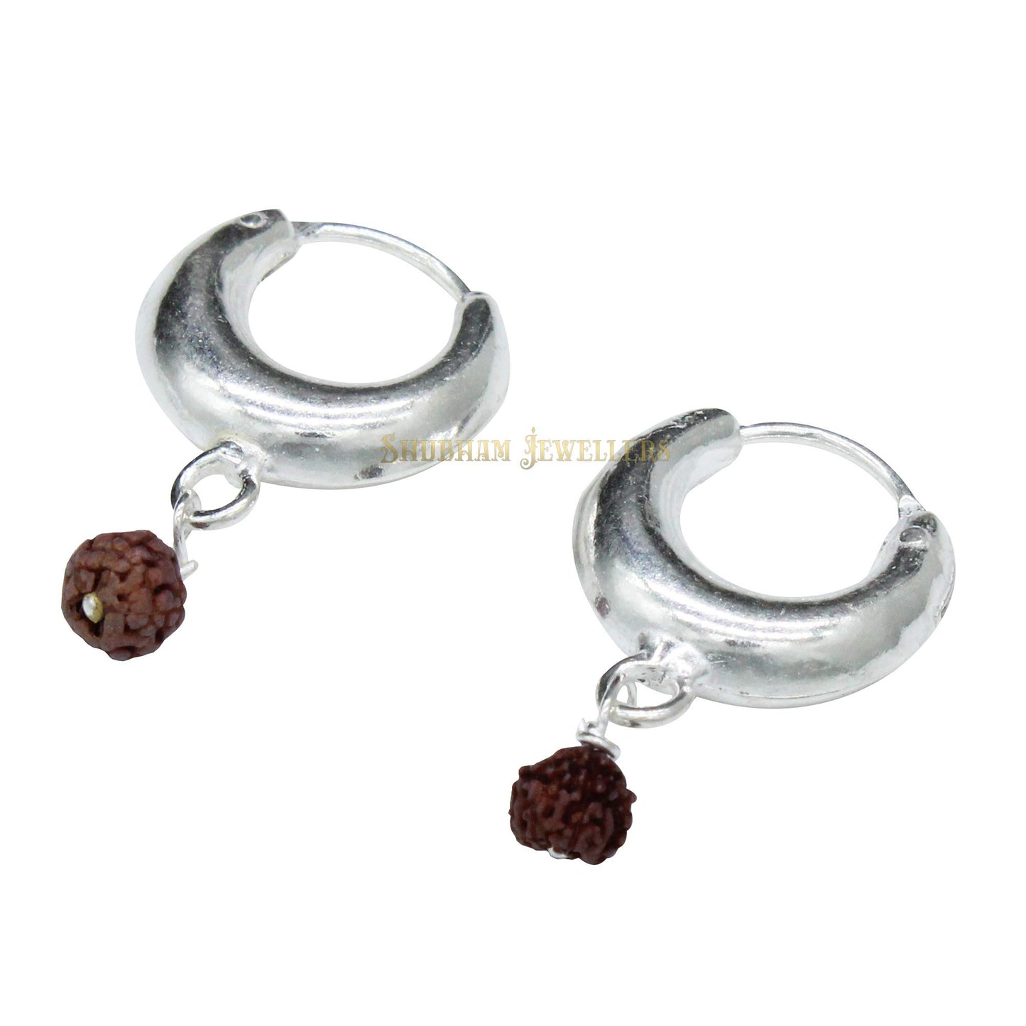 Shubham Jewellers Rehti 925 Sterling Silver Rudraksha Bali Fashion Oxidized Hoop Earrings for Boys, Girls and Women