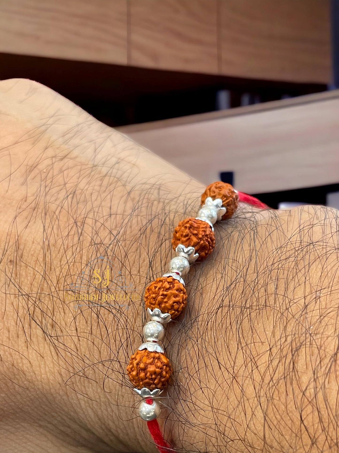 SJ SHUBHAM JEWELLERS™ 925 Sterling Silver Rakhi for brother Rudraksha Rakhi Bracelet Raksha Bandhan Pure Cotton For Men, Boys, Kids Rakhi With Roli Chawal - JewelYaari By Shubham Jewellers