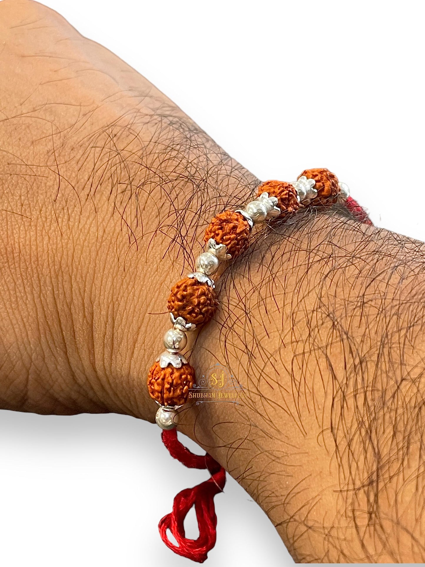 SJ SHUBHAM JEWELLERS™ 925 Sterling Silver Rakhi for brother Rudraksha Rakhi Bracelet Raksha Bandhan Pure Cotton For Men, Boys, Kids Rakhi With Roli Chawal - JewelYaari By Shubham Jewellers