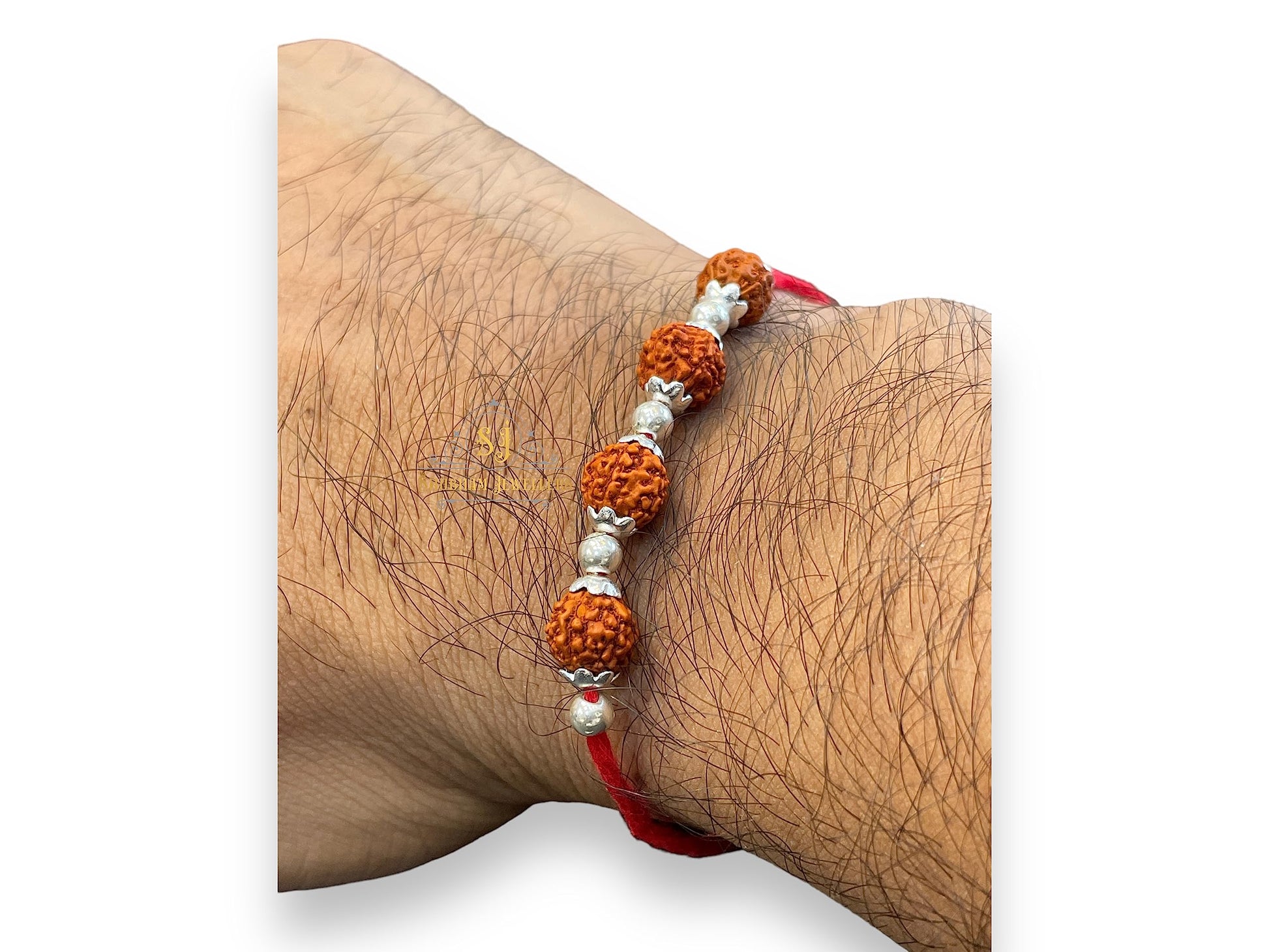 SJ SHUBHAM JEWELLERS™ 925 Sterling Silver Rakhi for brother Rudraksha Rakhi Bracelet Raksha Bandhan Pure Cotton For Men, Boys, Kids Rakhi With Roli Chawal - JewelYaari By Shubham Jewellers