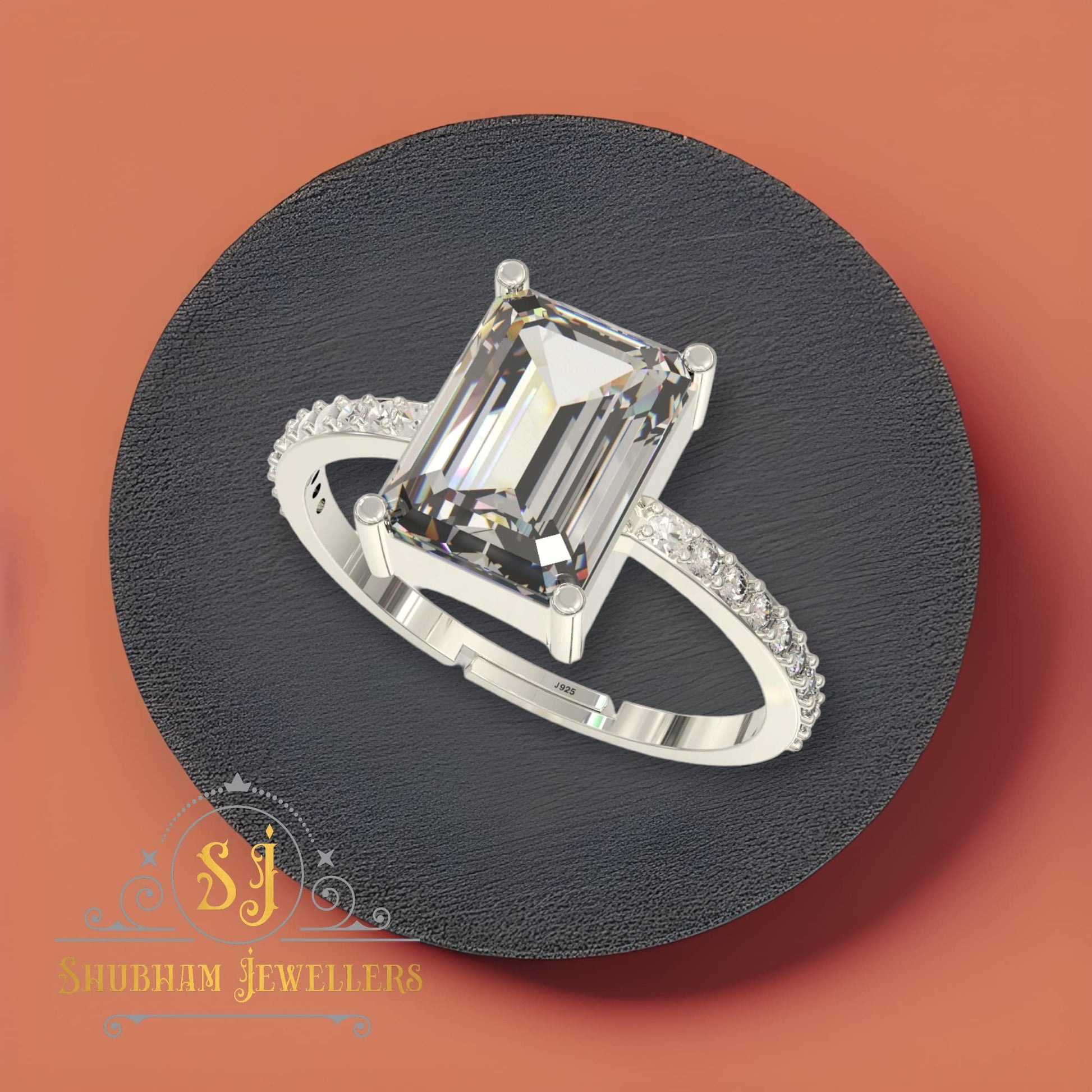 SJ SHUBHAM JEWELLERS™ 925 Sterling Silver Three Briliant Cut Design Adjustable Finger Ring with White CZ diamond for Women and Girls, Anniversary Gift for Wife, Valentine - JewelYaari By Shubham Jewellers