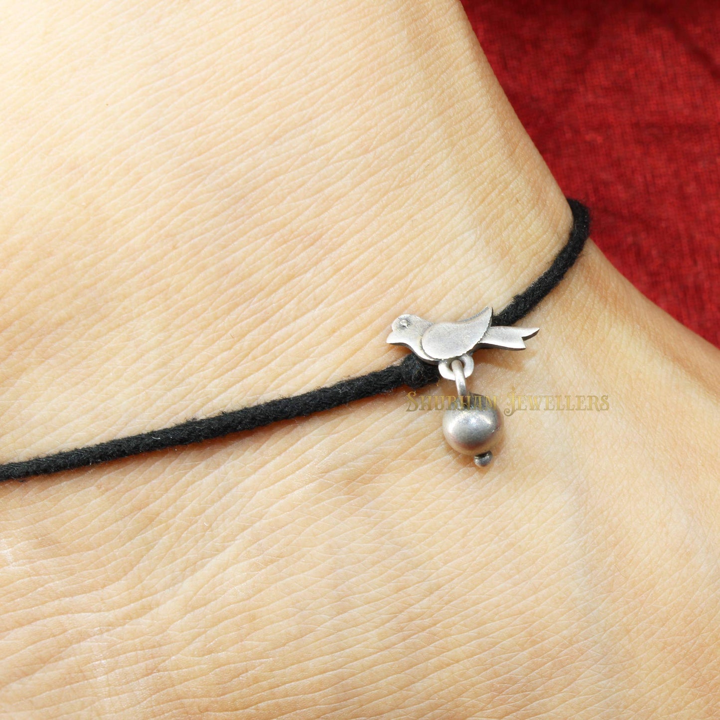 Shubham Jewellers Rehti 925 New Oxidised Silver Black Thread Footstep, Owl, Dog Nazarbattu/Nazaiya Anklet/Bracelet for Girls, Women and Children with Silver Ghunghroo - JewelYaari By Shubham Jewellers