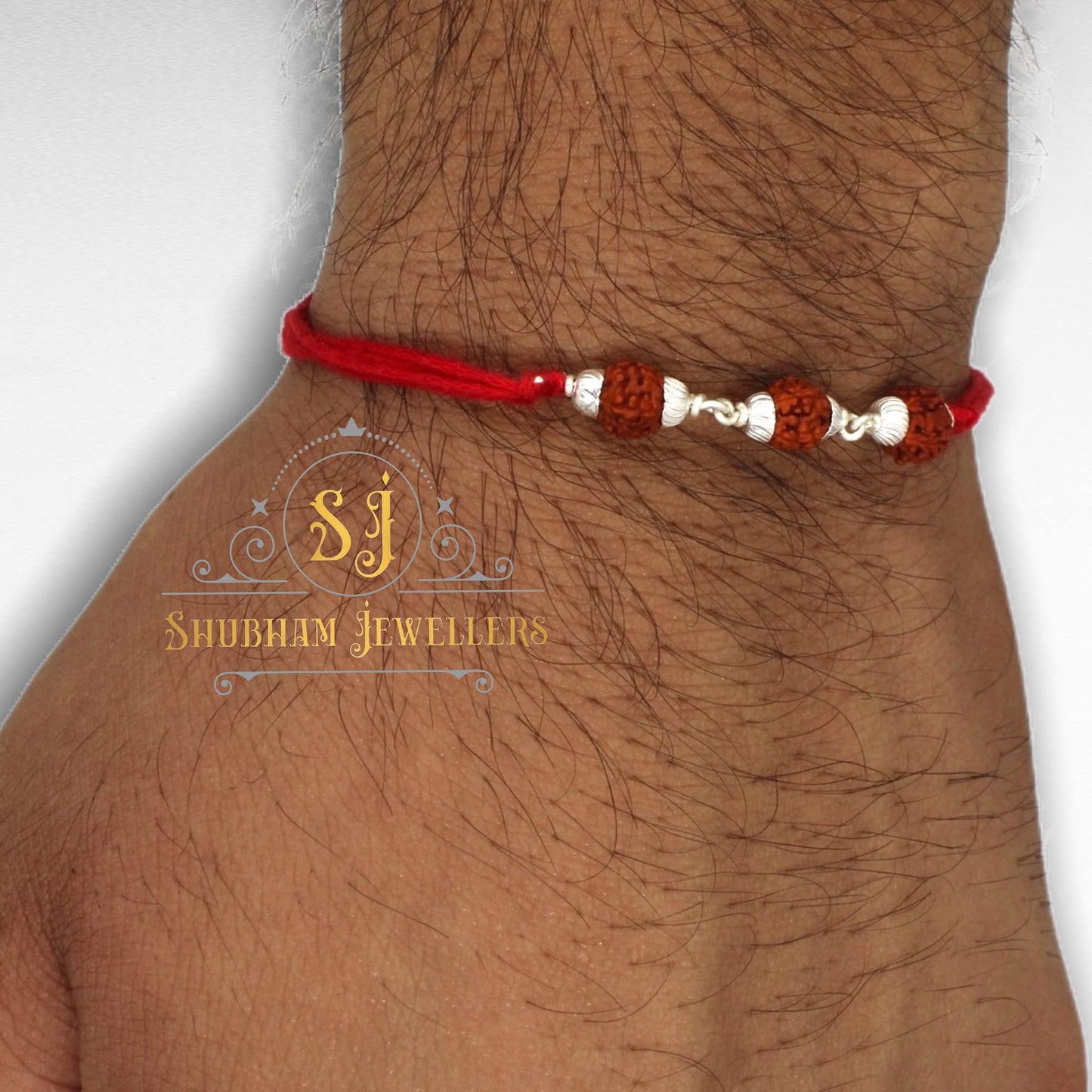 NUZZRII Pure 925 Sterling Silver Rakhi for brother Charm Bracelet Raksha Bandhan With Pure Cotton Thread For Men, Boys, Rakhis By Shubham Jewellers Rudra3Pcgtsm