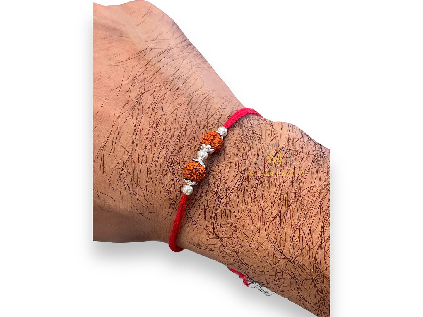 SJ SHUBHAM JEWELLERS™ 925 Sterling Silver Rakhi for brother Rudraksha Rakhi Bracelet Raksha Bandhan Pure Cotton For Men, Boys, Kids Rakhi With Roli Chawal - JewelYaari By Shubham Jewellers