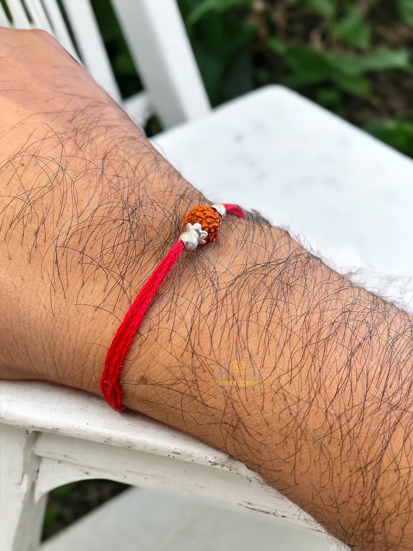 SJ SHUBHAM JEWELLERS™ 925 Sterling Silver Rakhi for brother Rudraksha Rakhi Bracelet Raksha Bandhan Pure Cotton For Men, Boys, Kids Rakhi With Roli Chawal - JewelYaari By Shubham Jewellers