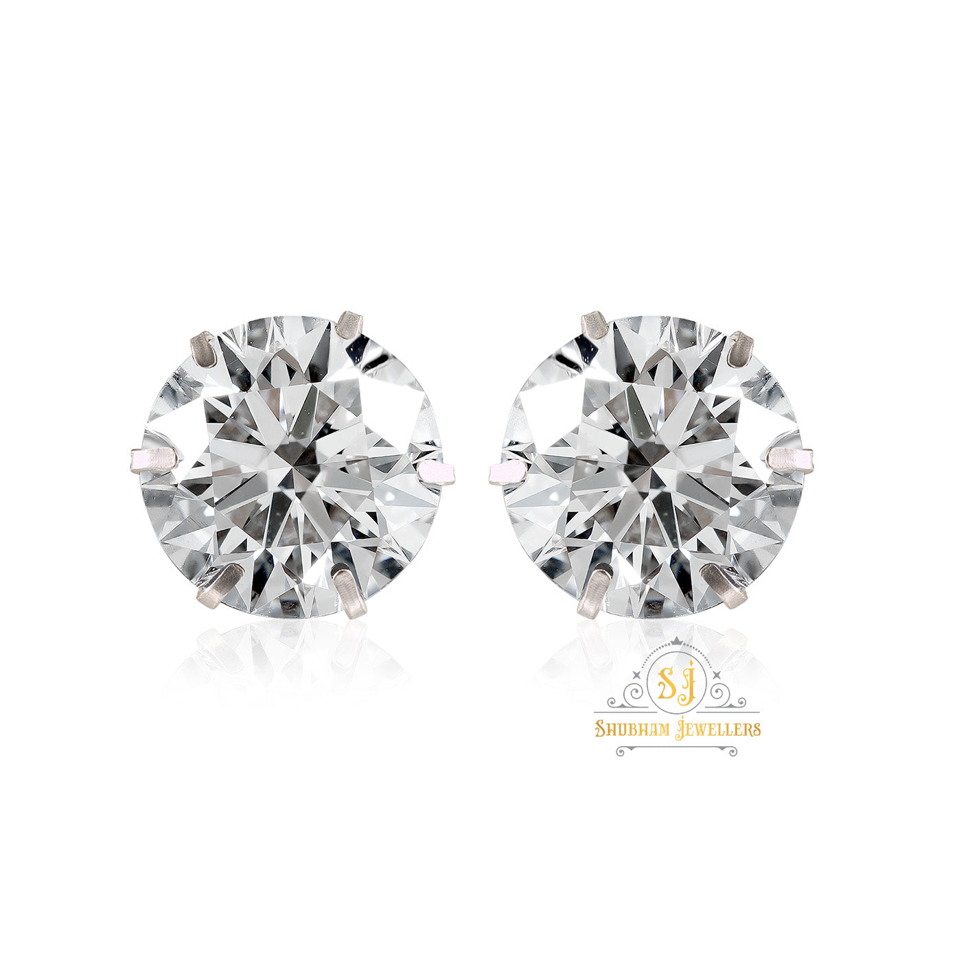 925 Sterling Silver Earring Studs With A+ Cubic Zirocnia : Timeless Sparkle