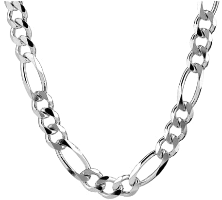 JewelYaari? Pure 925 Sterling Silver Italian Sachin Figaro Chain Necklace ACPL for Men 24 Inches(16 Gm) - JewelYaari By Shubham Jewellers