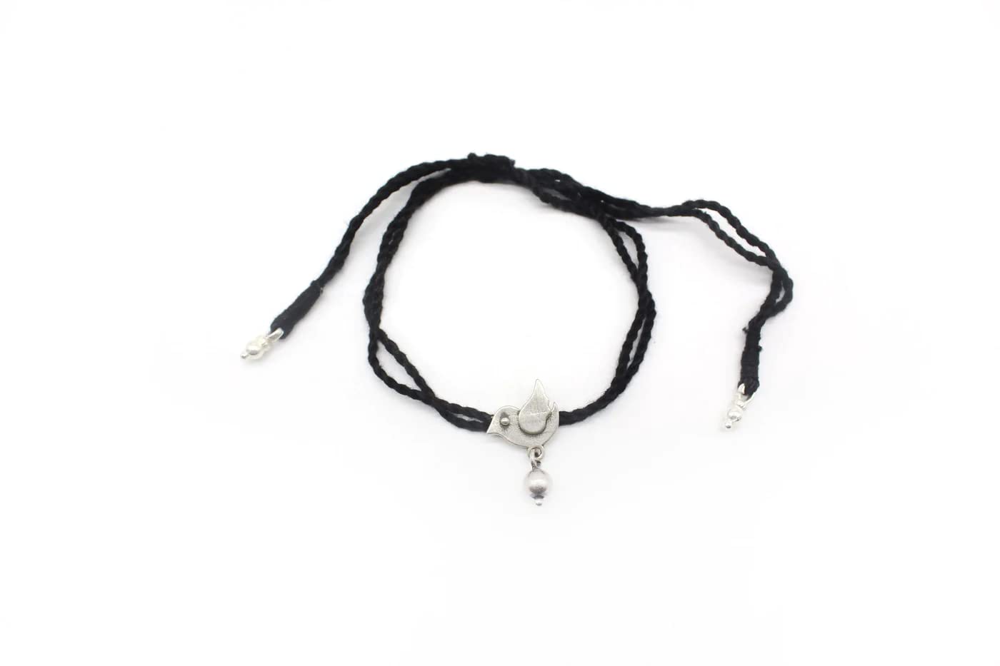 Shubham Jewellers Rehti 925 Oxidised Silver Black Thread Bird Nazarbattu/Nazaiya Anklet/Bracelet for Girls, Women and Children with Silver Ghunghroo