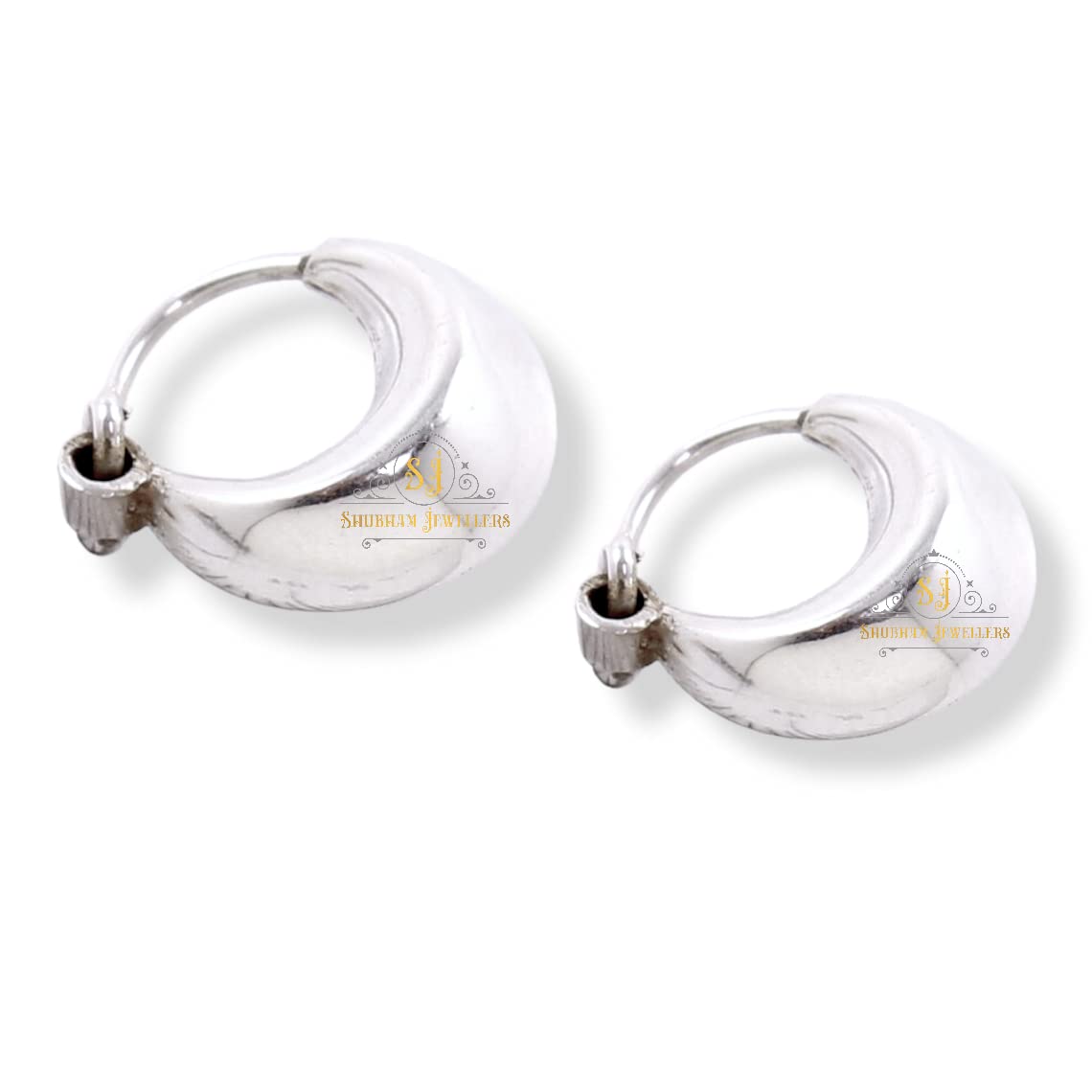 SJ SHUBHAM JEWELLERS? 925 Stylish Bali Hoop Earrings in Pure 92.5 Sterling Silver Pair (12)