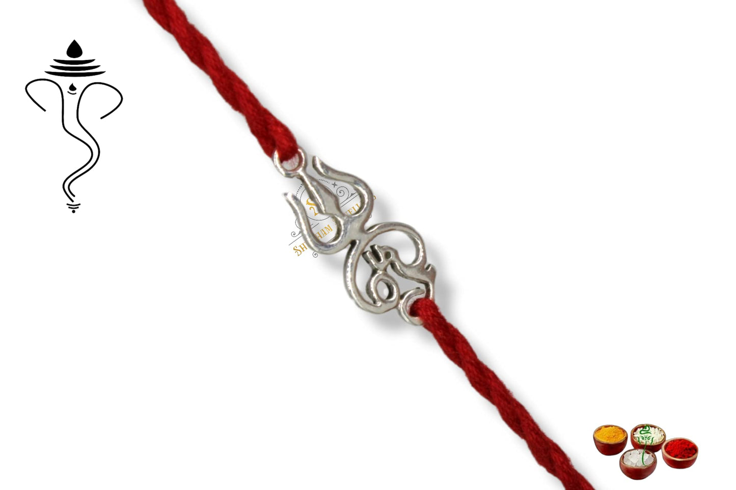 SJ SHUBHAM JEWELLERS? Pure 925 Sterling Silver Rakhi for brother Charm Bracelet Raksha Bandhan With Pure Cotton Thread For Men, Boys, Rakhis Snktrn