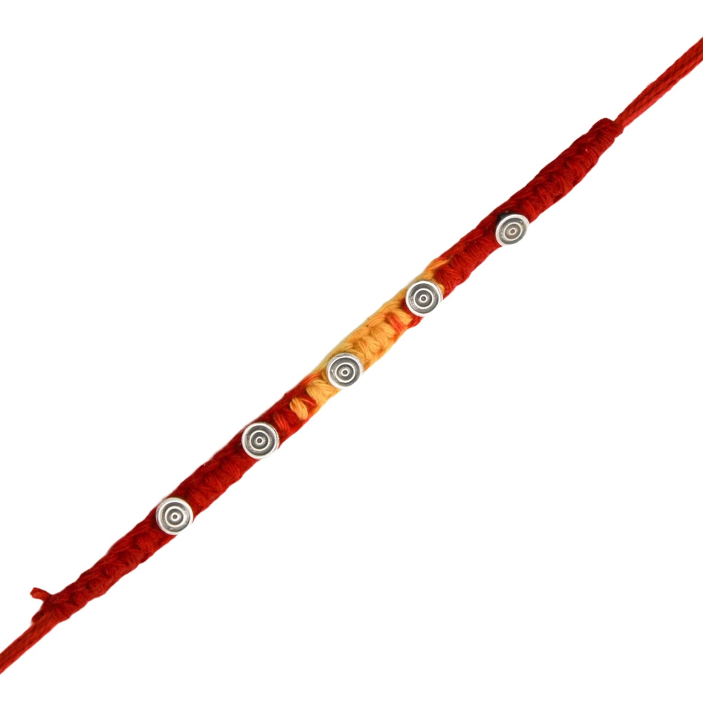 925 Sterling Silver Rakhi for brother Charm Bracelet Raksha Bandhan With Pure Cotton Thread For Men, Boys, Rakhis By Shubham Jewellers Round