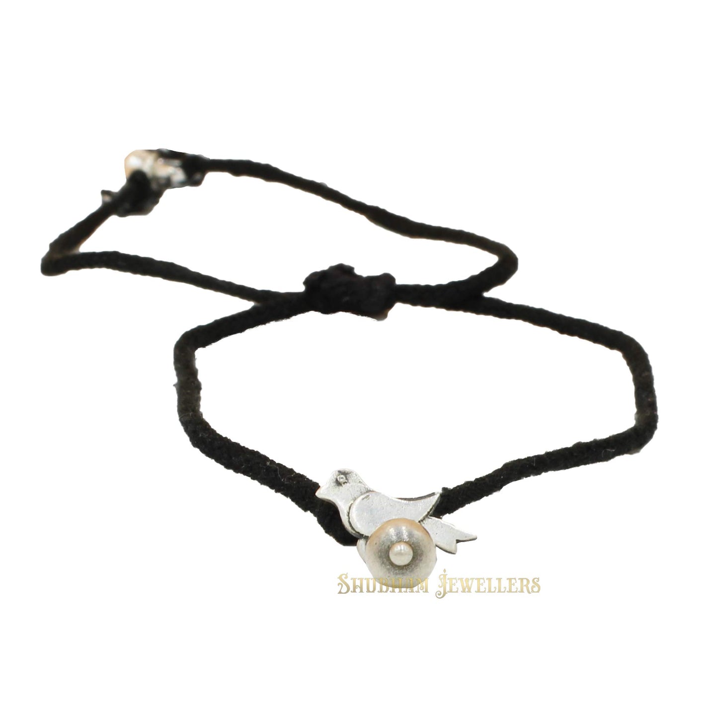 SJ SHUBHAM JEWELLERS Rehti 925 Oxidised Silver Black Thread Bird Nazarbattu/Nazaiya Anklet/Bracelet for Girls, Women and Children with Silver Ghunghroo