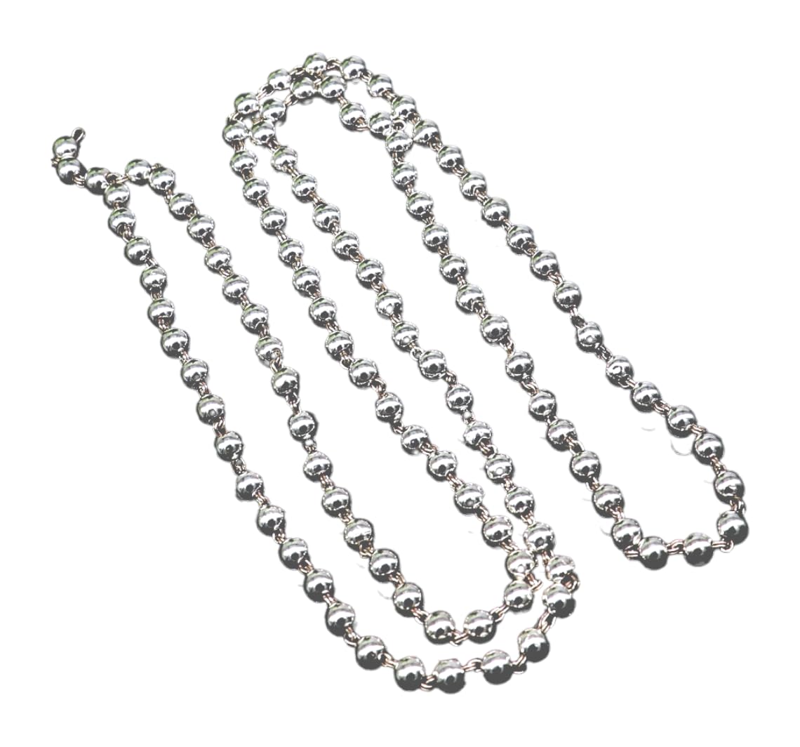 SJ SHUBHAM JEWELLRS 925 Pure Silver Beads Jaap Mala for Pooja (54 Beads) Unisex Both for Men & Women (5 MM) - JewelYaari By Shubham Jewellers