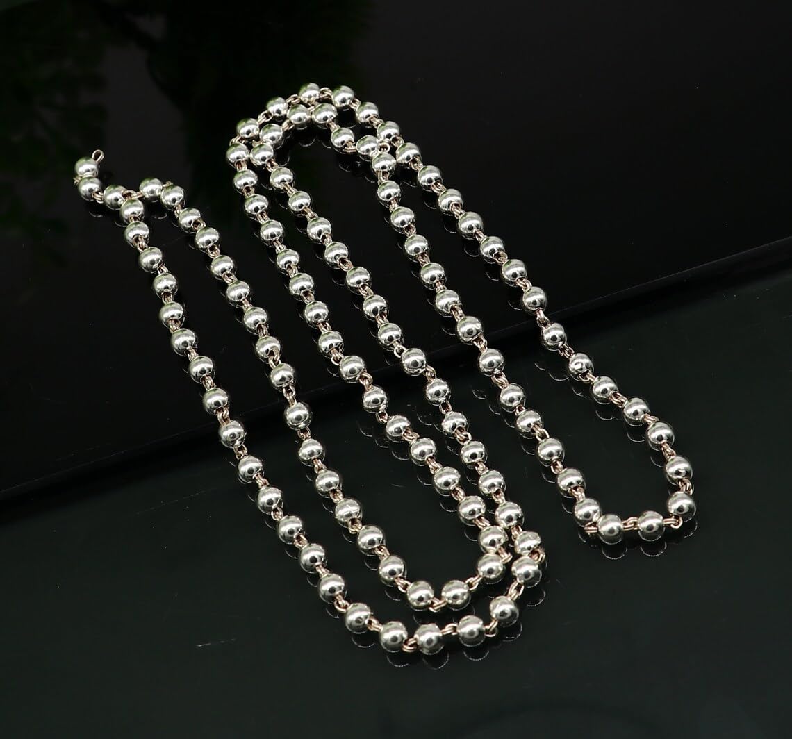 SJ SHUBHAM JEWELLRS 925 Pure Silver Beads Jaap Mala for Pooja (54 Beads) Unisex Both for Men & Women (5 MM) - JewelYaari By Shubham Jewellers