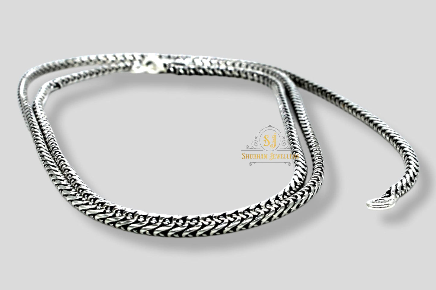 SJ SHUBHAM JEWELLERS? Pure 925 Sterling Silver Chain Necklace for Men and Women 22 Inches Various Design (SJOXCHNSNK)