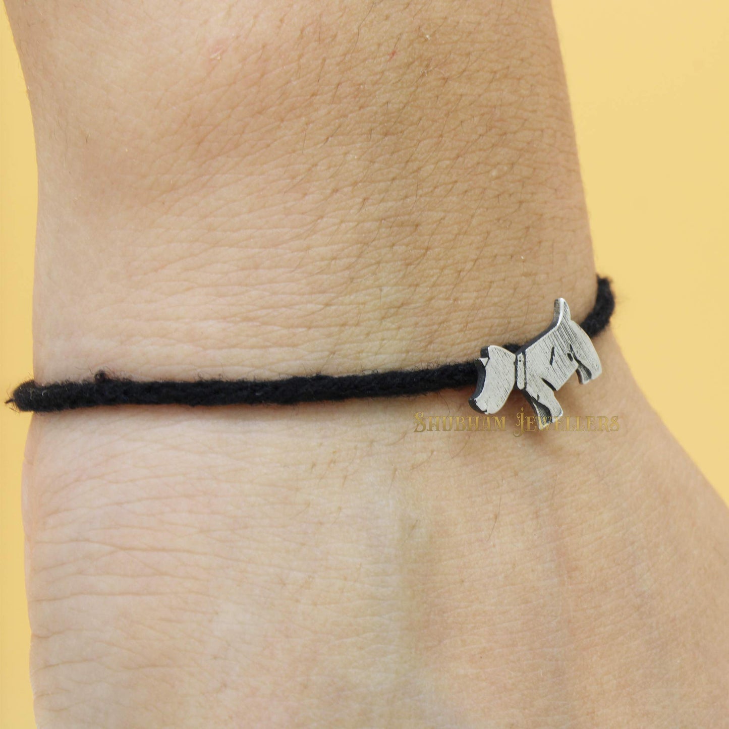 Shubham Jewellers Rehti 925 Oxidised Silver Black Thread Puppy Nazarbattu/Nazaiya Anklet/Bracelet for Girls, Women and Children with Silver Ghunghroo