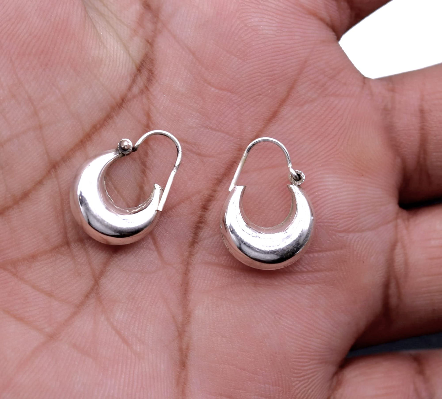 SJ SHUBHAM JEWELLERS? 925 Stylish Bali Hoop Earrings in Pure 92.5 Sterling Silver Pair (12)