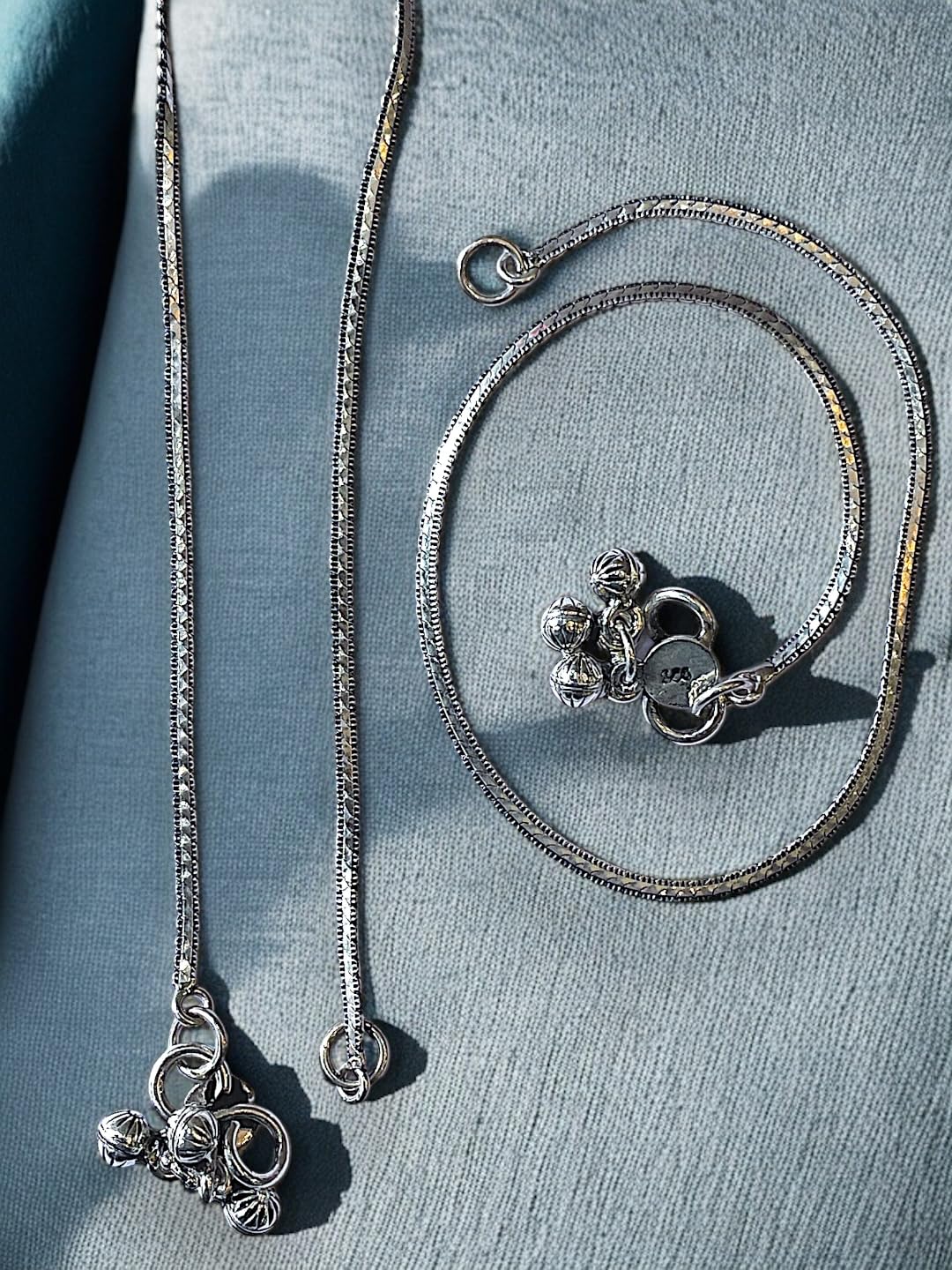JEWELYAARIâ¢ 925 Silver Vintage charm anklets handmade chain anklet Payal crafted from sterling silver for Womens and Girls