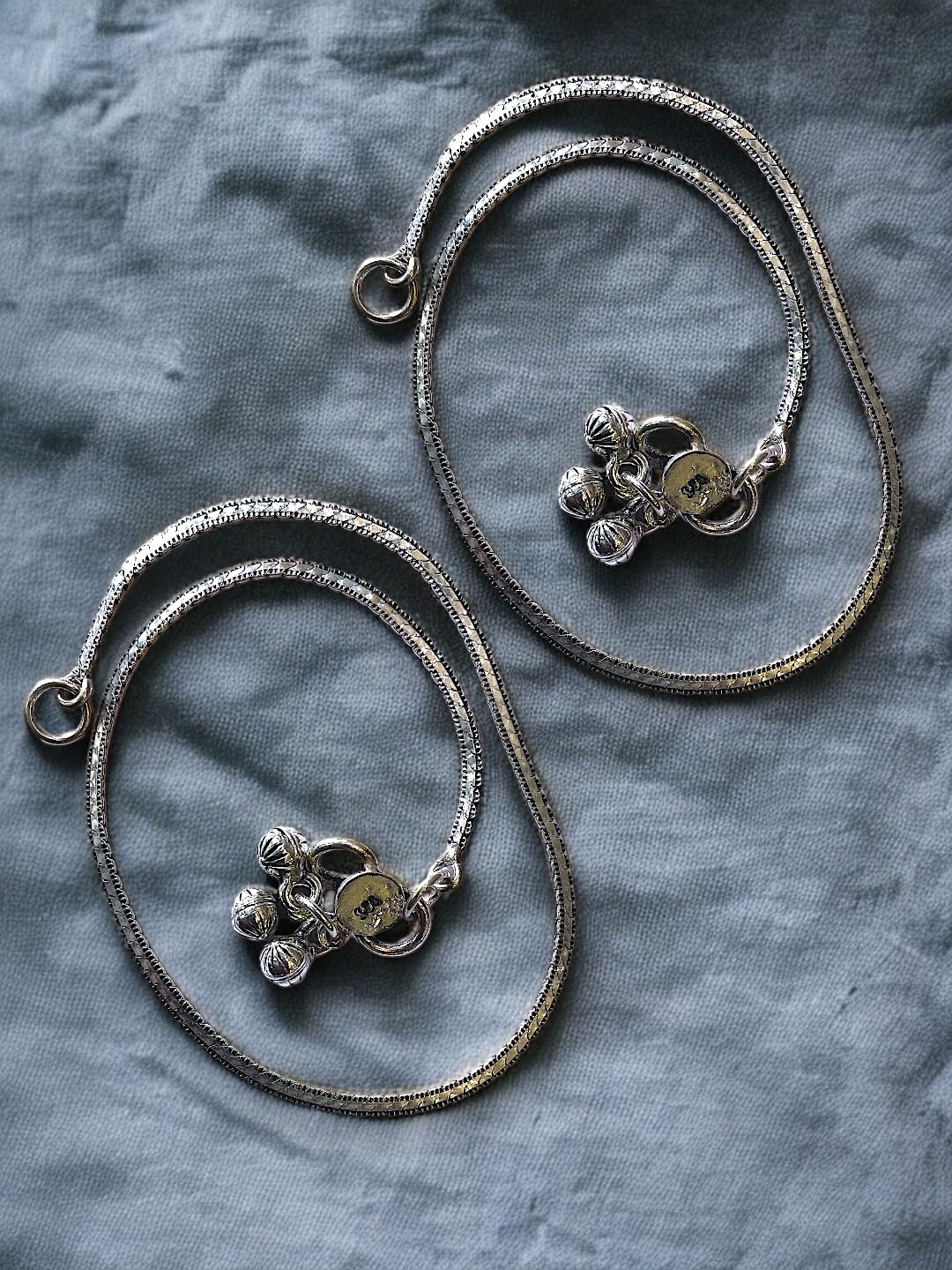 JEWELYAARIâ¢ 925 Silver Vintage charm anklets handmade chain anklet Payal crafted from sterling silver for Womens and Girls