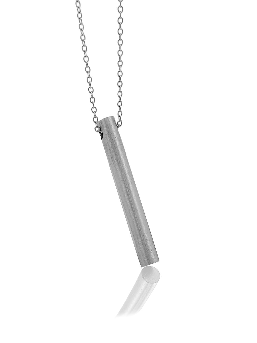 Silver Stainless Steel Round Bar Pendant adjustable Necklace chain