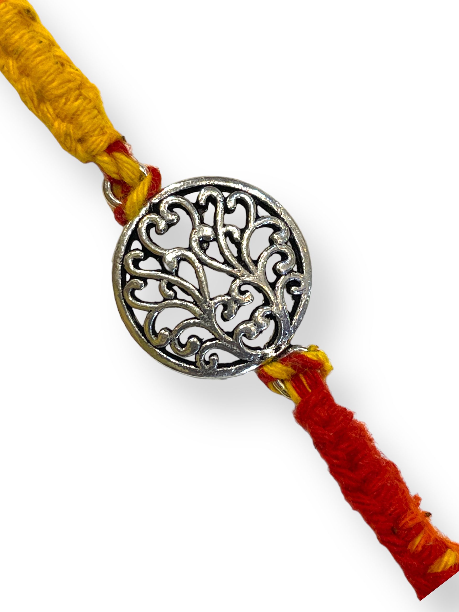 925 Sterling Silver Rakhi for brother Banyan Tree Bracelet Raksha Bandhan Pure Cotton For Men, Boys, Kids Rakhi With Roli Chawal - Image 2