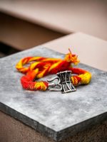 925 Sterling Silver Rakhi for brother Small Damru Trishool Bracelet Raksha Bandhan Pure Cotton For Men, Boys, Kids Rakhi With Roli Chawal