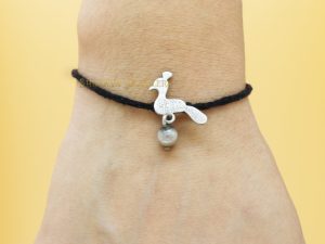 Shubham Jewellers Rehti 925 Oxidised Silver Black Thread Peacock Nazarbattu/Nazaiya Anklet/Bracelet for Girls, Women and Children with Silver Ghunghroo