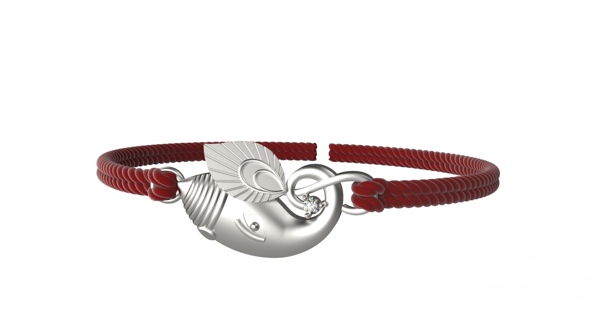 JewelYaari 925 Sterling Silver Rakhi With Roli Chawal ( Om Ganesha)
