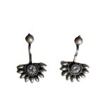 SJ SHUBHAM JEWELLERS 925 Sterling Silver Oxidised Designer Tribal Upper Ear Bugadi Clip Earrings for Women/Girls With White CZ