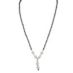 Shubham Jewellers Rehti 925 Sterling Silver Mangalsutra with Pearl & Black Beeds Crystal Chain for Women - Party Casual Wear