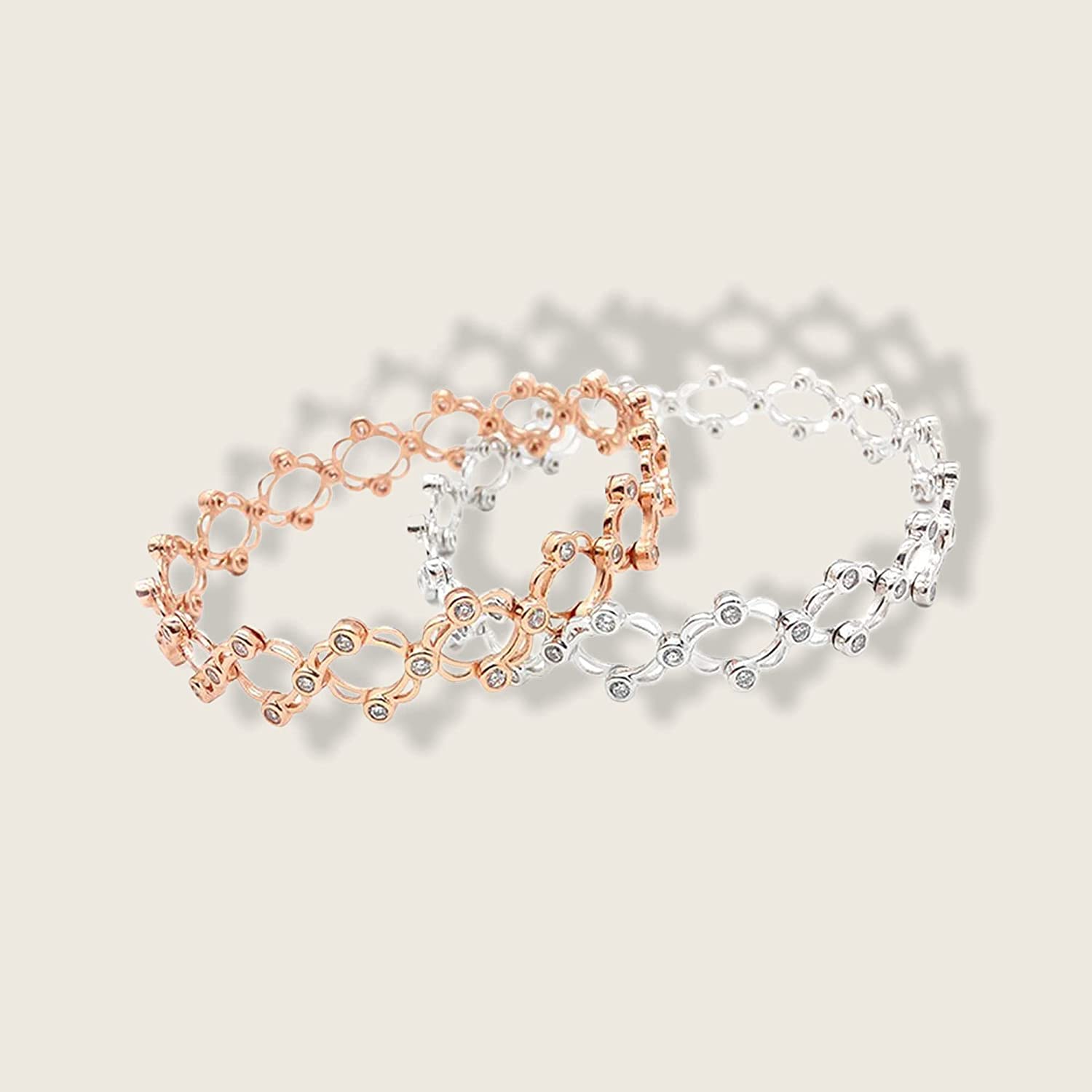 SJ SHUBHAM JEWELLERS rehti 925 Sterling Silver Folding Retractable Ring Bracelet Kada for Girls and Women