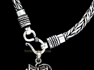 Shubham Jewellers Rehti 925 92.5 Pure Sterling Silver Oxidised Twisted Bracelet With Shiva Damru and Hallmark