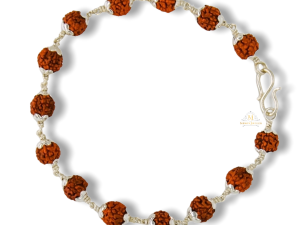 SJR 925 Sterling Handmade Dual Silver Wire Stylish Silver Rudraksha Bracelet Rakhi for brother with Four Adjustable Rings for Men & Boys (6 MM Natural Beads) (Brown)