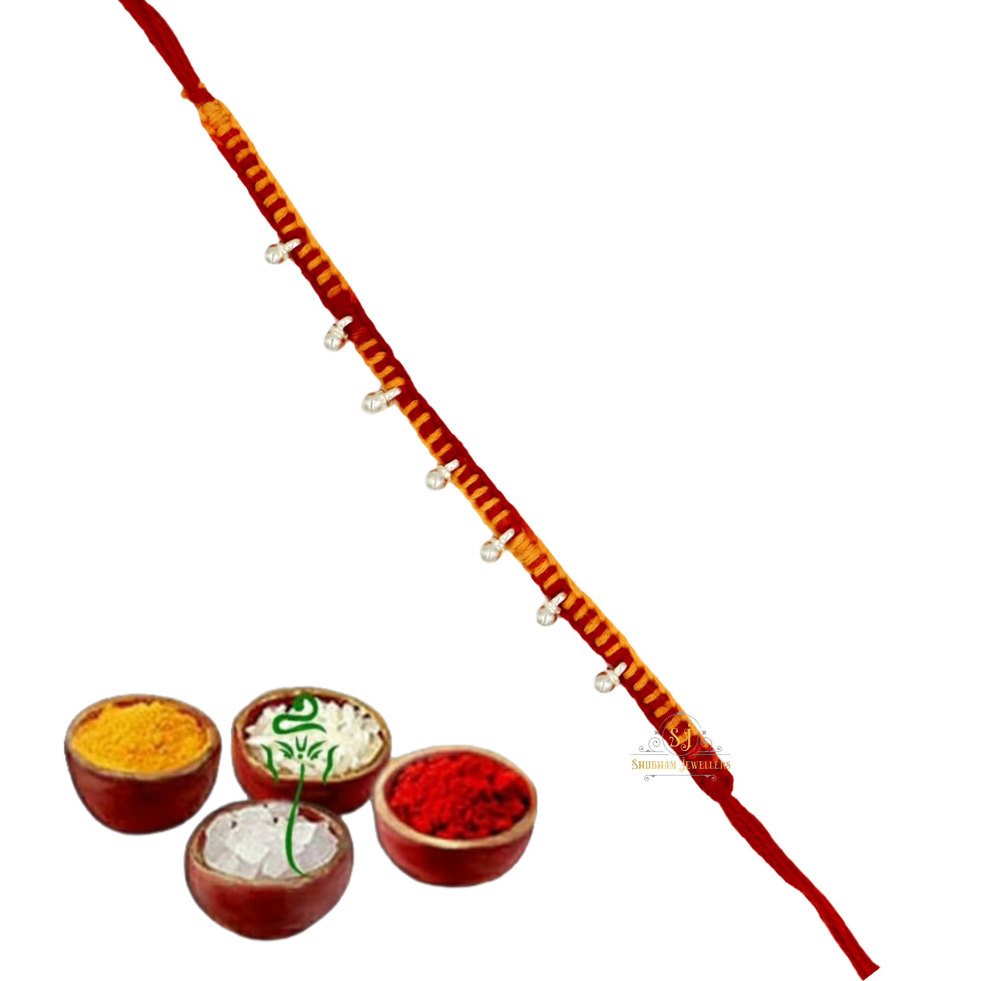 JewelYaari 925 Sterling Silver Rakhi With Roli Chawal (Ghughroo )