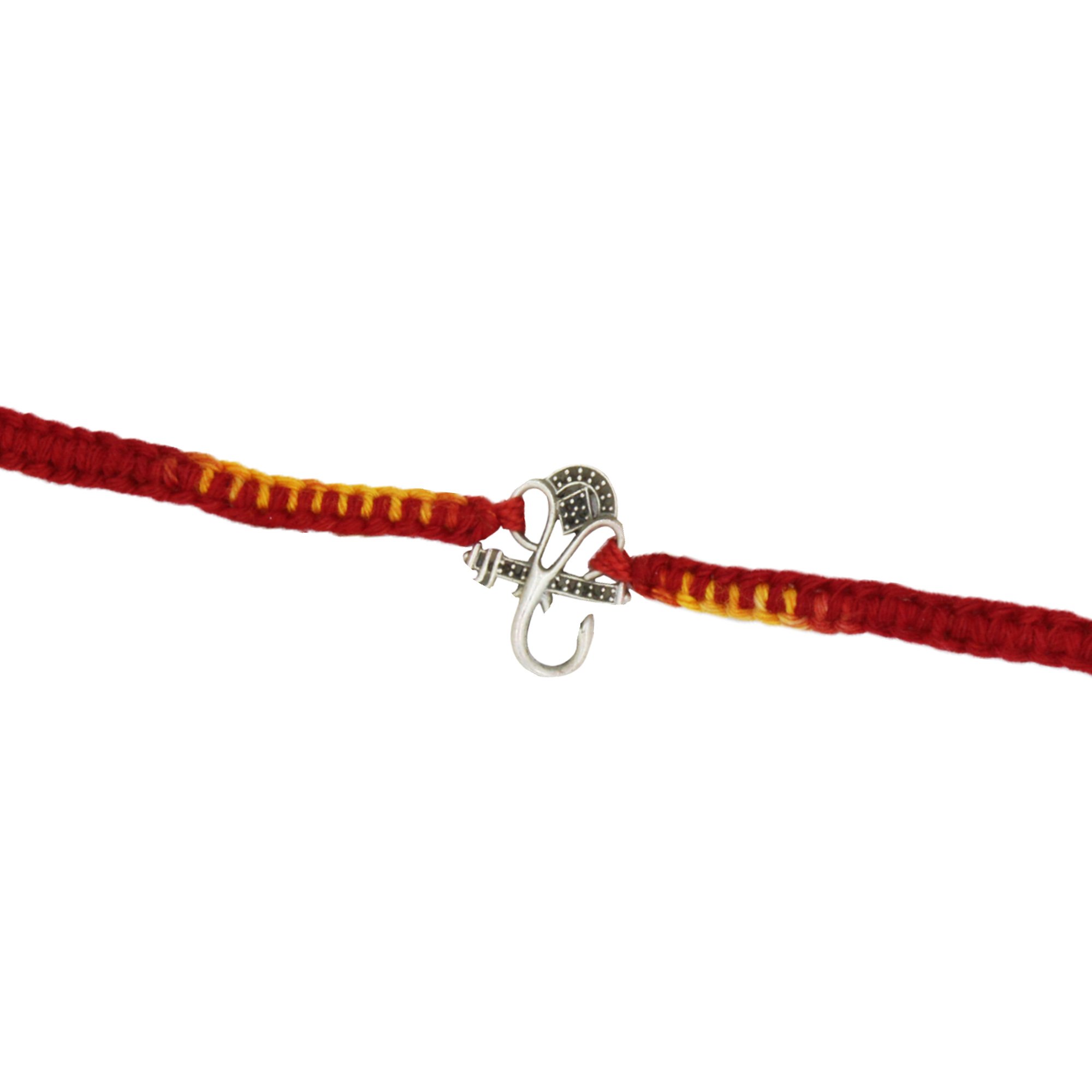 JewelYaari 925 CZ Ganesha Sterling Silver Rakhi With Roli Chawal ( CZ Ganesha )