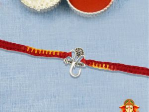 JewelYaari 925 CZ Ganesha Sterling Silver Rakhi With Roli Chawal ( CZ Ganesha )