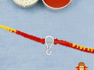 Shubham Jewellers Rehti 925 Sterling Silver Minimal Ganesha Rakhi With pure Cotton thread For Men, Women, Boys and Girls