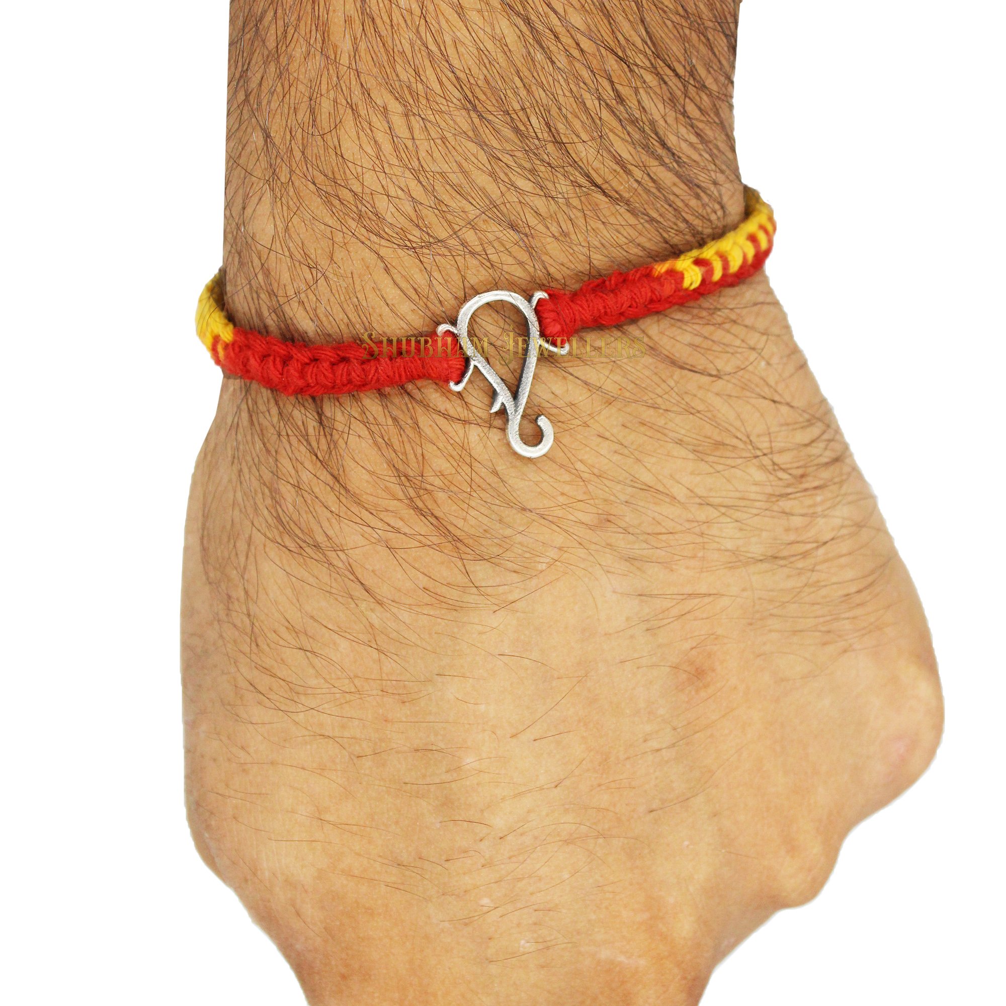 Shubham Jewellers Rehti 925 Sterling Silver Minimal Ganesha Rakhi With pure Cotton thread For Men, Women, Boys and Girls