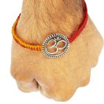 925 Sterling Silver Om Rakhi With pure Cotton thred For Men, Women, Boys and Girls (big)