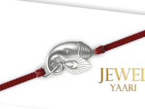 JewelYaari 925 Sterling Silver Rakhi With Roli Chawal ( Om Ganesha)